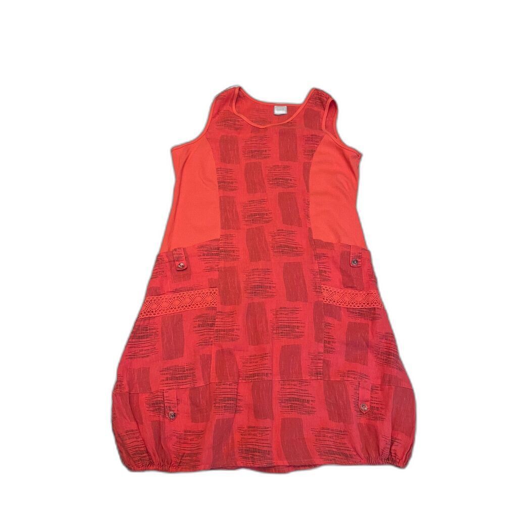 Vintage Click by Color Me Cotton Coral Linen Bubble Dress XL